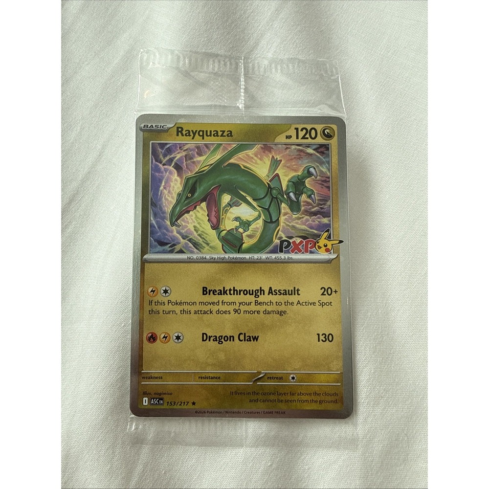 Pokemon Rayquaza 153/217 PXP Stamp Worlds 2026 San Francisco Sealed Promo